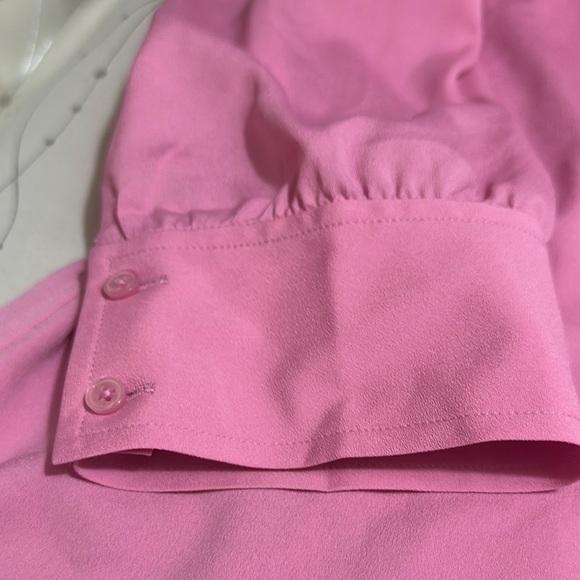 White House Black Market Pink Fitted Puff Sleeve Blouse - Picture 6 of 9